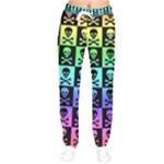 Rainbow Skull Checkerboard Women velvet Drawstring Pants