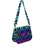 Rainbow Skull Checkerboard Saddle Handbag