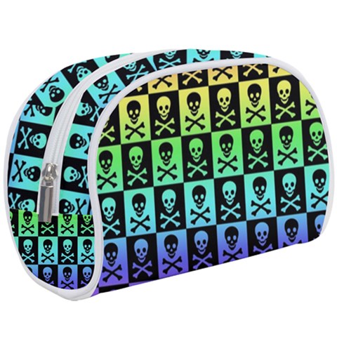 Rainbow Skull Checkerboard Make Up Case (Large) from ArtsNow.com