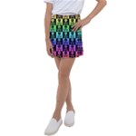 Rainbow Skull Checkerboard Kids  Tennis Skirt