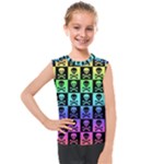 Rainbow Skull Checkerboard Kids  Mesh Tank Top