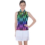Rainbow Skull Checkerboard Women s Sleeveless Polo Tee
