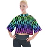 Rainbow Skull Checkerboard Mock Neck Tee