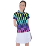 Rainbow Skull Checkerboard Women s Polo Tee
