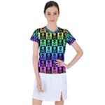 Rainbow Skull Checkerboard Women s Sports Top