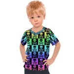 Rainbow Skull Checkerboard Kids  Sports Tee