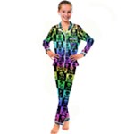 Rainbow Skull Checkerboard Kid s Satin Long Sleeve Pajamas Set