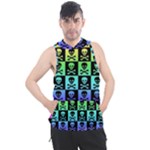 Rainbow Skull Checkerboard Men s Sleeveless Hoodie