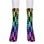 Rainbow Skull Checkerboard Men s Crew Socks