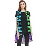 Rainbow Skull Checkerboard Sleeveless Chiffon Waistcoat Shirt