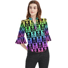 Loose Horn Sleeve Chiffon Blouse 