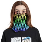Rainbow Skull Checkerboard Face Covering Bandana (Two Sides)