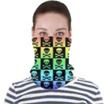 Rainbow Skull Checkerboard Face Seamless Bandana (Adult)