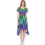 Rainbow Skull Checkerboard High Low Boho Dress