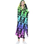 Rainbow Skull Checkerboard Wearable Blanket