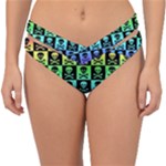 Rainbow Skull Checkerboard Double Strap Halter Bikini Bottom