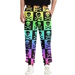 Rainbow Skull Checkerboard Men s Elastic Waist Pants