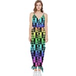 Rainbow Skull Checkerboard Sleeveless Tie Ankle Jumpsuit