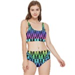 Rainbow Skull Checkerboard Frilly Bikini Set