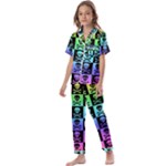 Rainbow Skull Checkerboard Kids  Satin Short Sleeve Pajamas Set