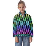 Rainbow Skull Checkerboard Kids  Half Zip Hoodie