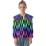 Rainbow Skull Checkerboard Kids  Peter Pan Collar Blouse