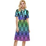 Rainbow Skull Checkerboard Button Top Knee Length Dress