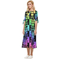 Bow Sleeve Chiffon Midi Dress 