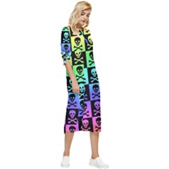 Bow Sleeve Chiffon Midi Dress 