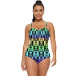 Rainbow Skull Checkerboard Retro Full Coverage Swimsuit