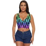 Rainbow Skull Checkerboard Women s Sleeveless Wrap Top