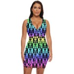 Rainbow Skull Checkerboard Draped Bodycon Dress