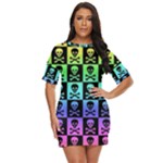 Rainbow Skull Checkerboard Just Threw It On Dress