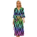 Rainbow Skull Checkerboard Midsummer Wrap Dress