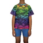 Rainbow Camouflage Kids  Short Sleeve Swimwear