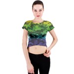 Rainbow Camouflage Crew Neck Crop Top