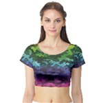 Rainbow Camouflage Short Sleeve Crop Top