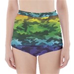 Rainbow Camouflage High-Waisted Bikini Bottoms