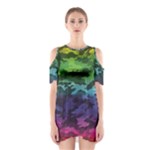 Rainbow Camouflage Shoulder Cutout One Piece Dress