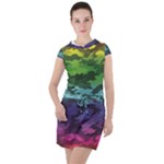 Rainbow Camouflage Drawstring Hooded Dress