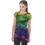 Rainbow Camouflage Cap Sleeve High Low Top