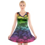 Rainbow Camouflage V-Neck Sleeveless Dress
