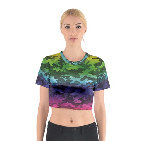 Rainbow Camouflage Cotton Crop Top from ArtsNow.com