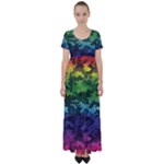 Rainbow Camouflage High Waist Short Sleeve Maxi Dress