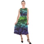 Rainbow Camouflage Midi Tie-Back Chiffon Dress