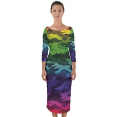 Quarter Sleeve Midi Bodycon Dress 