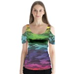 Rainbow Camouflage Butterfly Sleeve Cutout Tee 