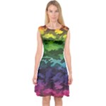 Rainbow Camouflage Capsleeve Midi Dress