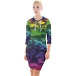 Rainbow Camouflage Quarter Sleeve Hood Bodycon Dress