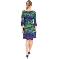 Quarter Sleeve Front Wrap Dress 